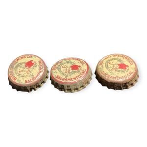 Buffalo Brewing Co Bottle Caps Sacramento CA Red Buffalo Logo Vintage Lot of 3